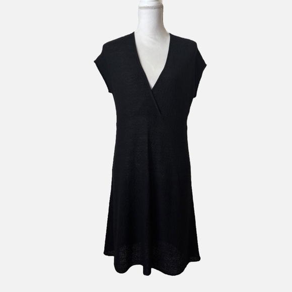Eileen Fisher Wool Midi Dress Textured Knit Wrap V-Neck Small - Picture 12 of 12